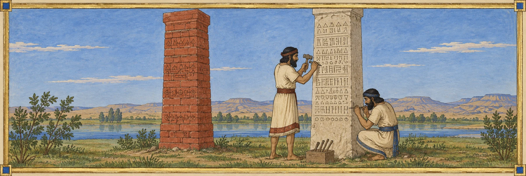 The pillars of brick and stone.