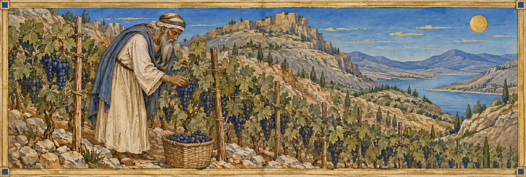 Noah tends the vines on Lubar.