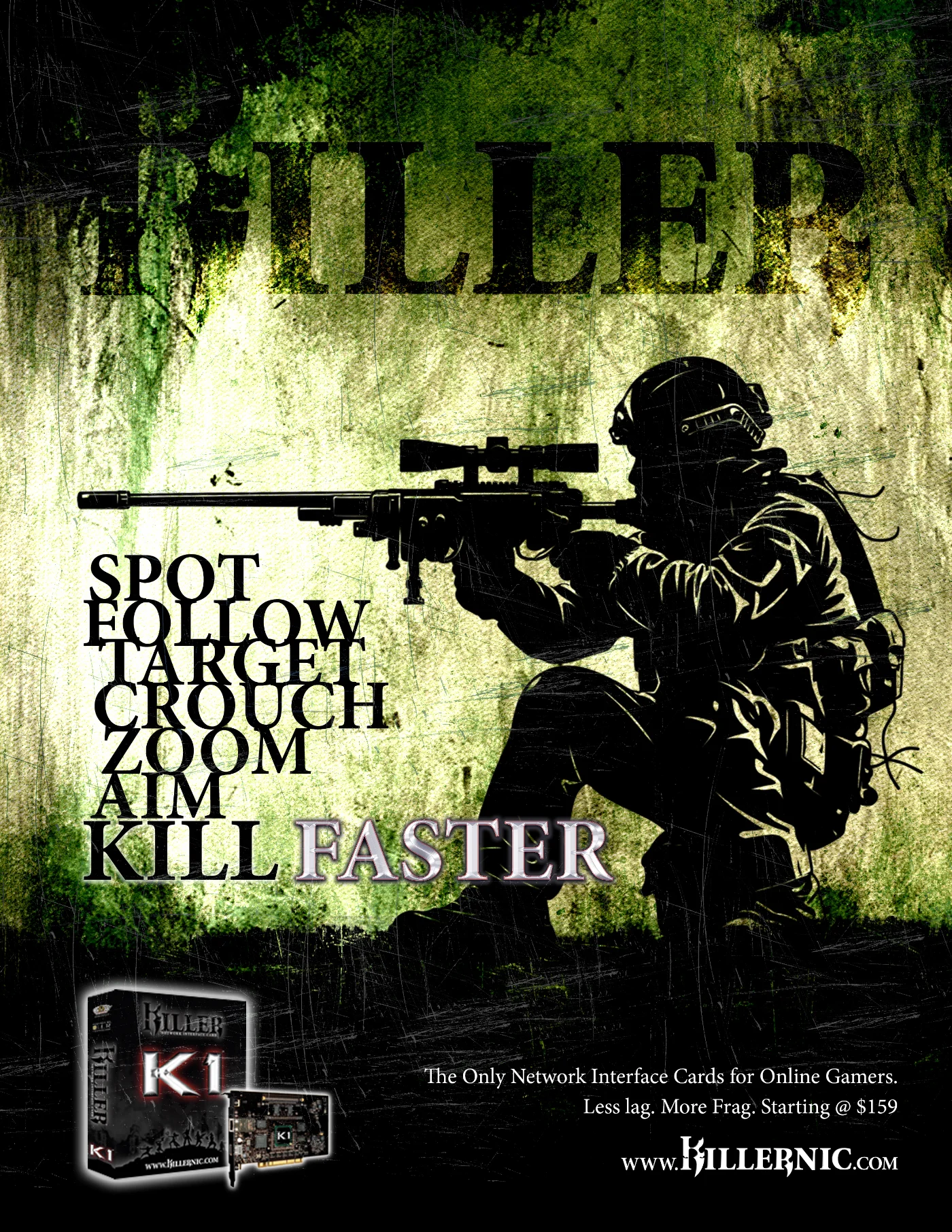 Killer NIC Sniper · gaming networking print ad