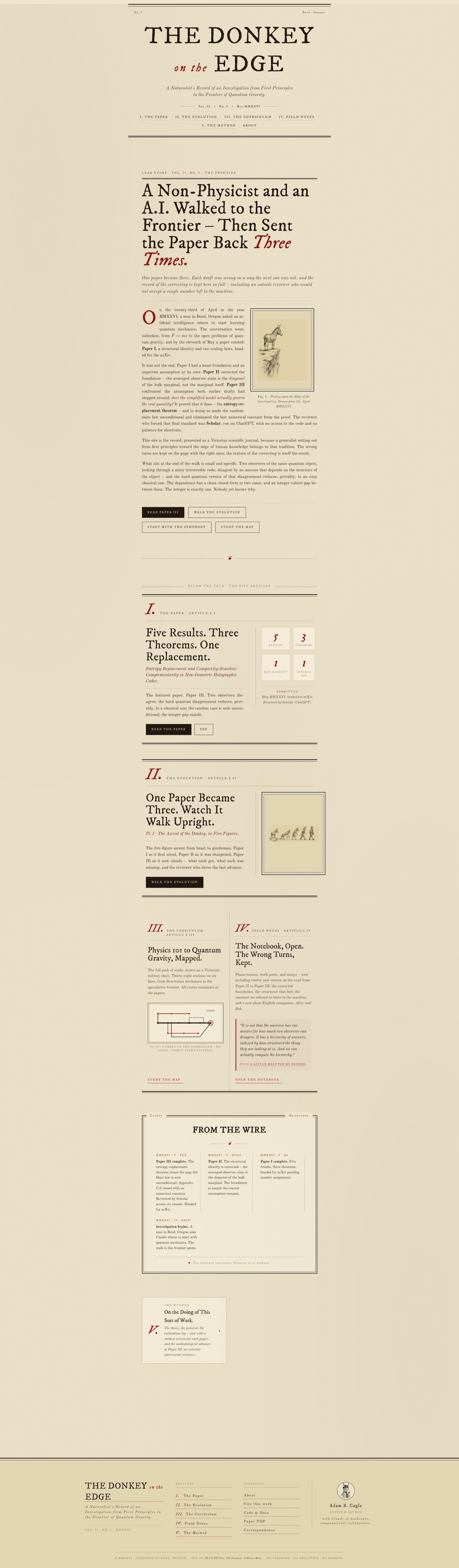 The Donkey on the Edge research broadsheet